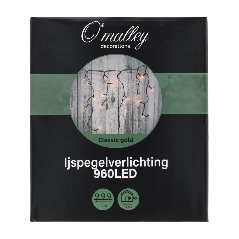 Ijspegelverlichting 960 led, classic gold
