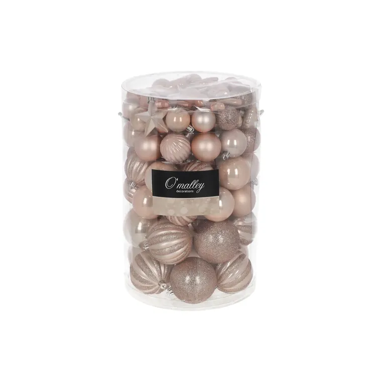Kerstballenset blush roze