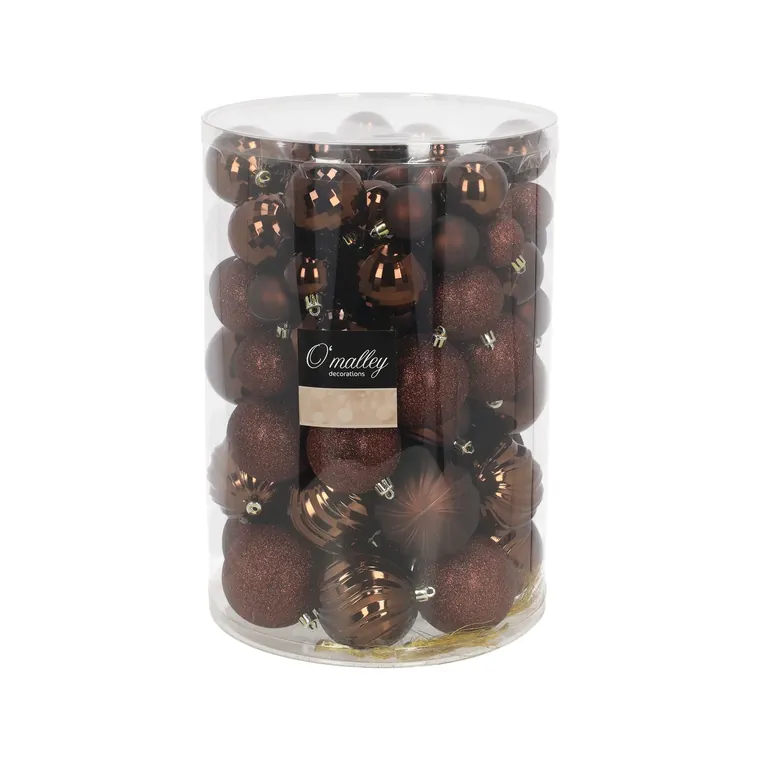 Kerstballenset chocoladebruin