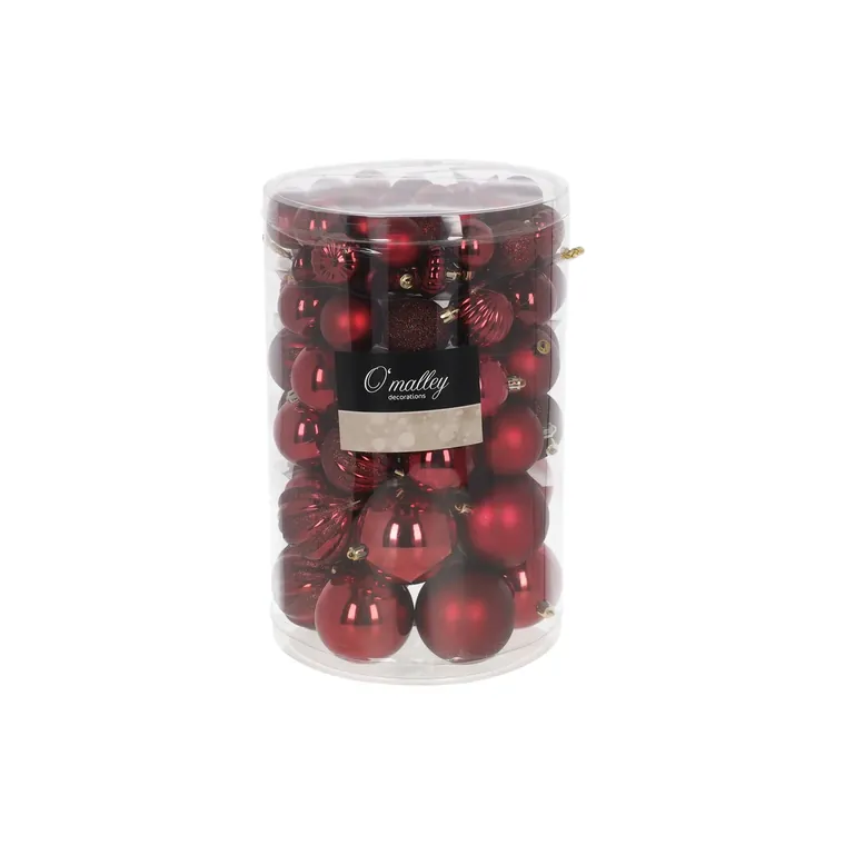 Kerstballenset donkerrood