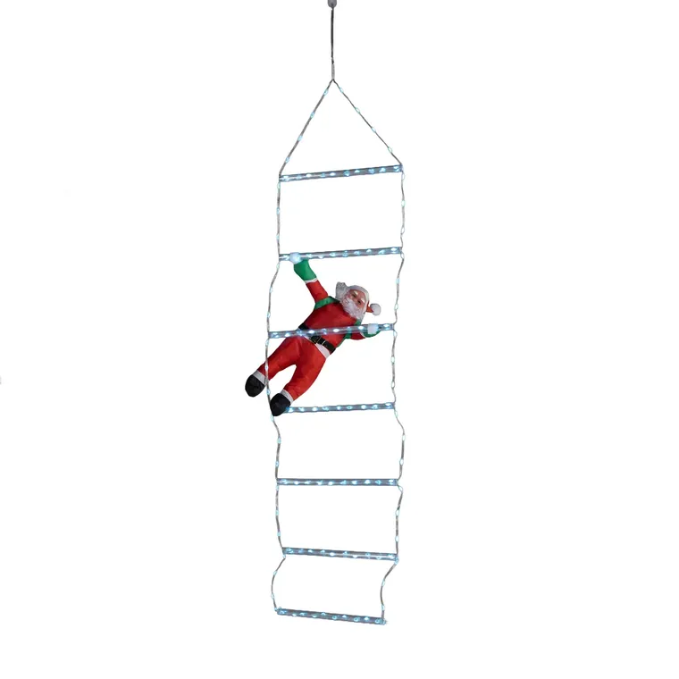 Kerstman op ladder met ledverlichting