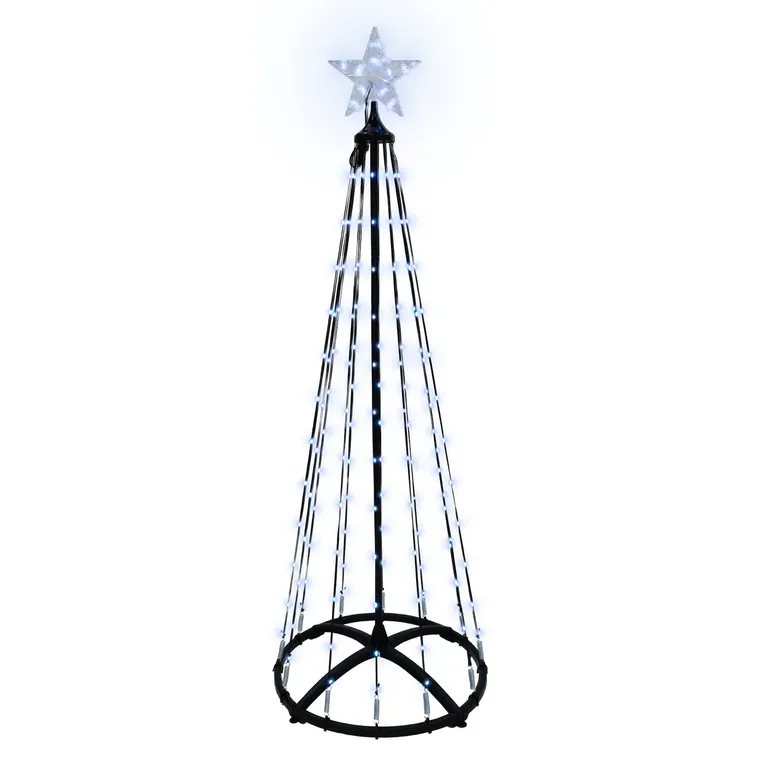 Lichtkegel kerstboom met ster, koud wit