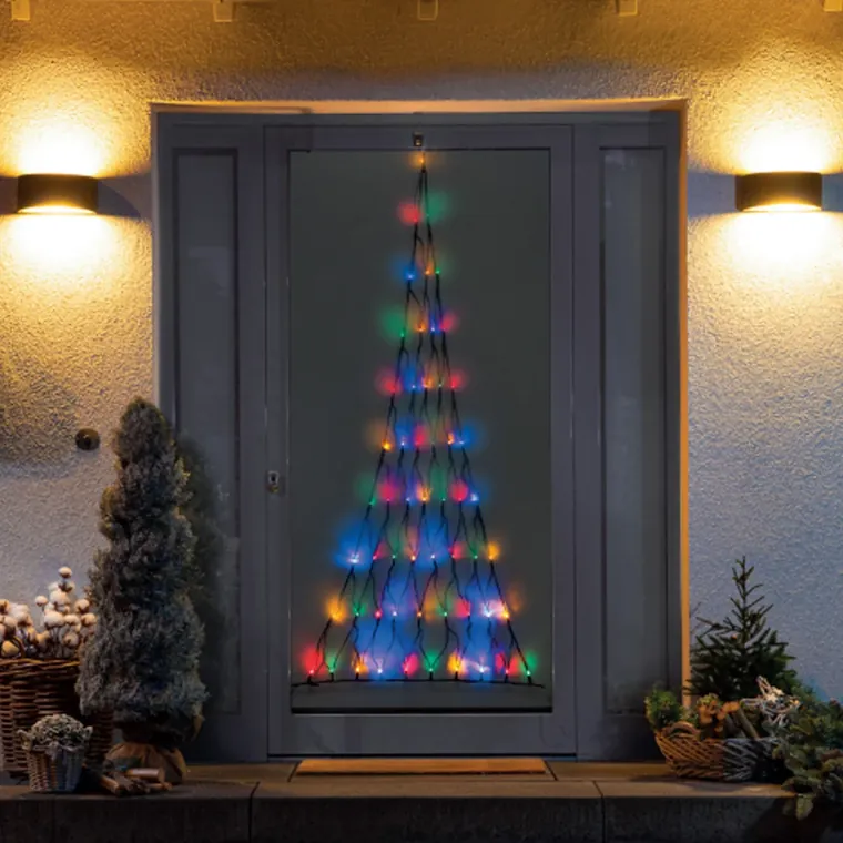 Lichtnet kerstboom voor aan de deur, multicolor