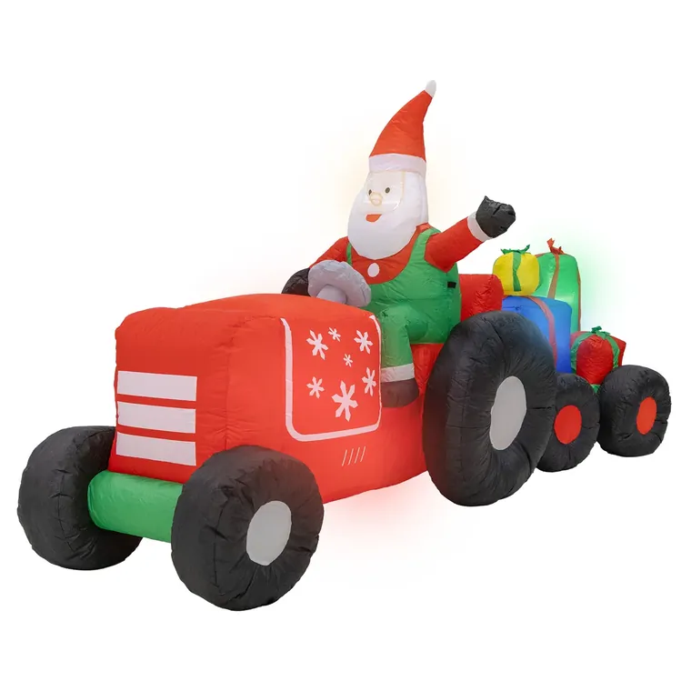 Opblaasbare kerstman op tractor
