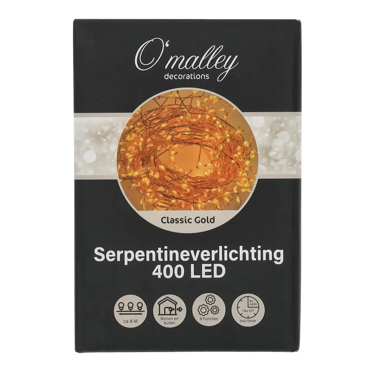 Serpentineverlichting 400 led, classic gold