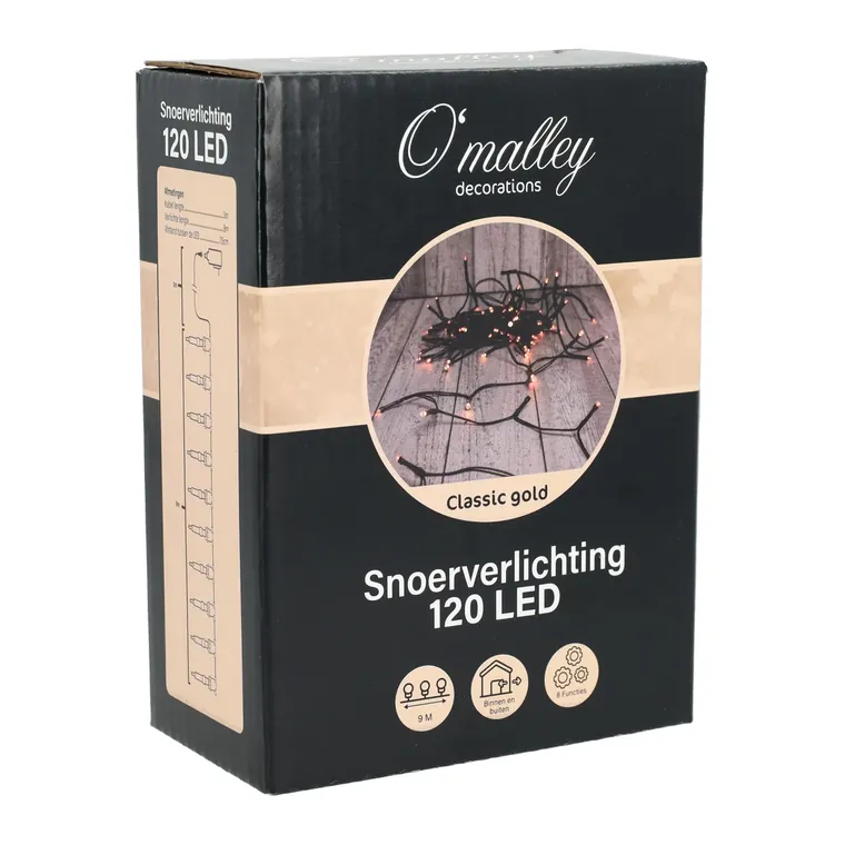 Snoerverlichting 120 led, classic gold